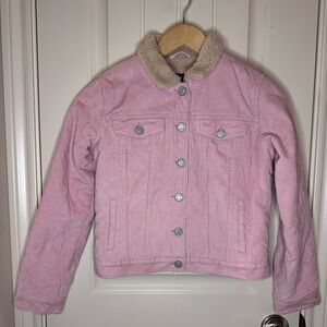 GAP Pink Corduroy Jacket with Faux Fur Collar